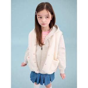 [빈폴키즈] 후드 집업 보아 조끼 세트 베이지 (BI5141U02A)