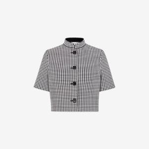 디올 체크 앤 니트 크롭 자켓 그레이 블랙 여성 344V10AM532 X9330