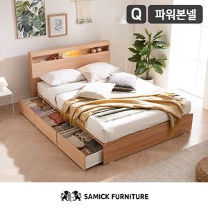[삼익가구]모리 LED 빅서랍 3단 수납침대(YS 파워 본넬스프링 매트리스-퀸)