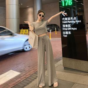 수젠 크롭탑 바지 스판 상하의 셋트 200313