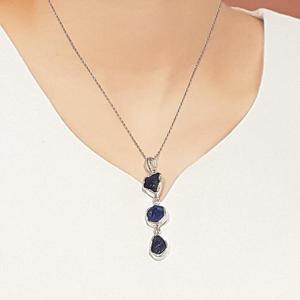 [블루케이] 실버925엔틱 사파이어원석목걸이241212-22