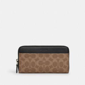 코치 CY405-QBTN2 던전 아코디언 지갑 시그니처 캔버스