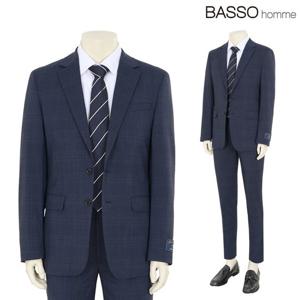 바쏘옴므 울 블렌디드 슬림핏 쉐도우 체크 패턴 정장 세트(WSX1JT55AWSX1PT55A)