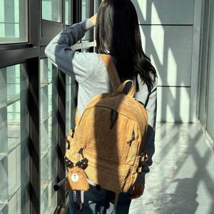 [시스터즈] 귀여운 인형 고리 골덴 백팩 코듀로이