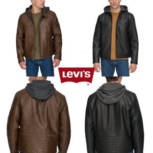 리바이스 19427828 남자 인조가죽 퀼트 패딩 후드 봄버 자켓
