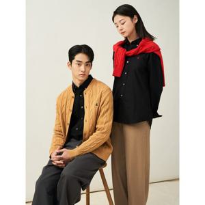 [빈폴멘] [Essential] 남녀공용 옥스퍼드 솔리드 셔츠 - 블랙 (BC5164E055)