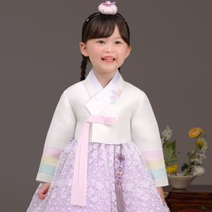 [더예한복] QT60007-별빛보라  여아한복 아동한복