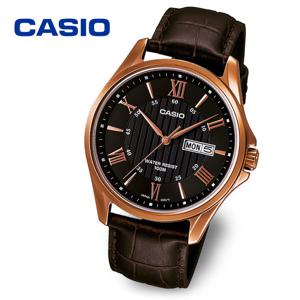 카시오 CASIO 로마자 데이데이트 MTP-1384L-1A 남성 가죽시계