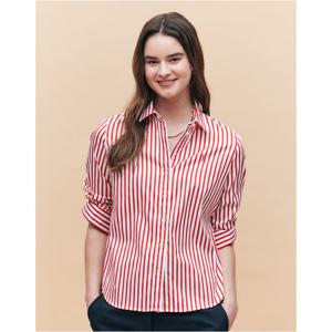 헤지스 여성 25SS 런던 스트라이프 셔츠 레드 HSSH5BC20R2