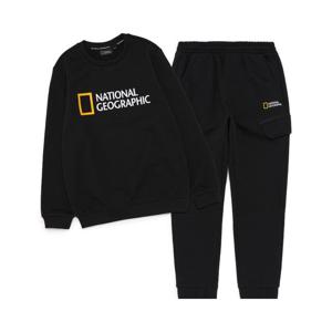 내셔널지오그래픽키즈 K221UPB910 빅로고 맨투맨 세트 BLACK