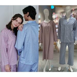 [비너스]실켓 면80수 부엉이나염 순면 커플 원피스 파자마(VPA4512M VGN4512)