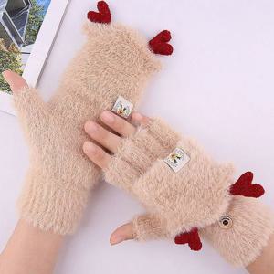 사슴뿔 반장갑 손가락개방형 털장갑 보온 혹한기 겨울