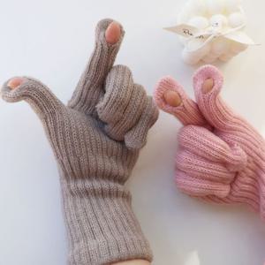 로에드 핑거홀 오픈 터치 니트장갑 남녀공용 겨울장갑