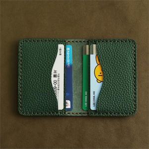 수제 가죽 4장 카드지갑 오플쑥색