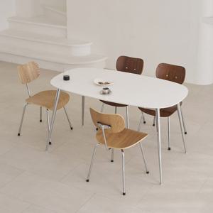 엘빈 세라믹식탁 화이트 실버 식탁 세트 1600 (식탁+의자4)