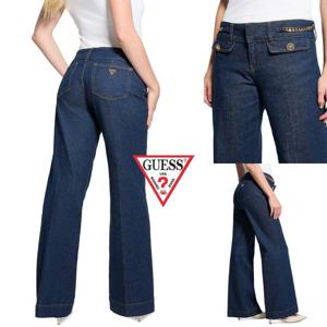 게스 GUESS 19687177 여자 Ava 벨티드 와이드 레그 데님 청바지