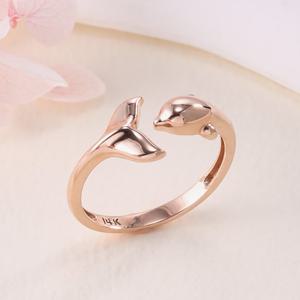 [비앤비골드] 14K 행운 웨일 고래꼬리 오픈링 반지 SRS40850