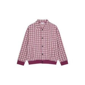 리버클래시 24SS 퍼플 체크 자카드 버튼업 니트 가디건 자켓 LKS51314