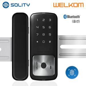 웰콤 유리문용 디지털도어록 지문인식 WG-30B 양문형 블루투스(옵션) 상가 빌라 업소 매장 다세대 좌우문방향인식(키패드자동전환) 차임벨기능 상시문열림 현관문 도어락