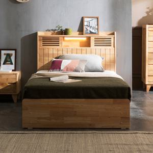 파로마 네오 바이텐 고무나무 원목 LED 수납침대 SS 매트포함