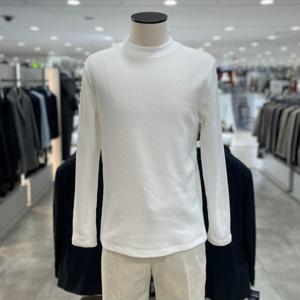 [지오지아]와플조직 모크넥 라운드 티셔츠_ABE4TR1103_WT_DG