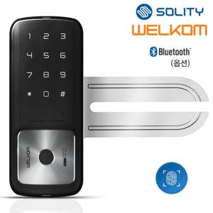 웰콤 유리문용 지문인식 디지털도어록 WG-30B 단문형 블루투스(옵션) 상가 빌라 업소 매장 다세대 좌우문방향인식(키패드자동전환) 차임벨기능 상시문열림 현관문 도어락