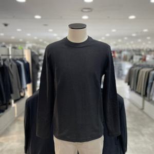 [지오지아]와플 조직 라운드넥티 기본티_ABE4TR1101_BK_DG