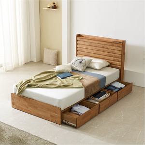 올레타 고무나무원목 수납형 슈퍼싱글침대SS+독립매트리스포함