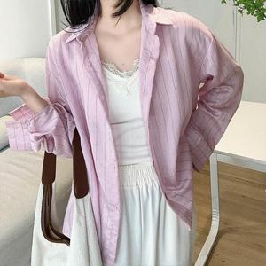 [어썸] M5마리카 스트라이프 카라 박시 셔츠 남방_264302