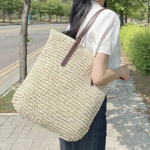 프리미엄 버클 여름 라탄 왕골 숄더 쇼퍼 백 가방