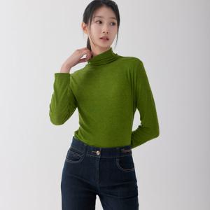 [지센] (3컬러) 에센셜 레이온 골지 터틀넥 티셔츠 LCTSO972