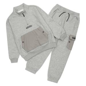 [에스핏]화섬배색 반집업 상하 세트복 - 멜란지그레이 (SJY711MK