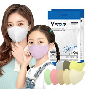 브이스타 KF94 새부리형 퓨어화이트 마스크 100매 16컬러 대형 일회용 개별포장
