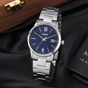 카시오 MTP-V002D-2B3 클래식 라운드 아날로그 정장 남자 메탈