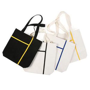 컬러 라인 포인트 여성 데일리 에코백 캔버스 숄더