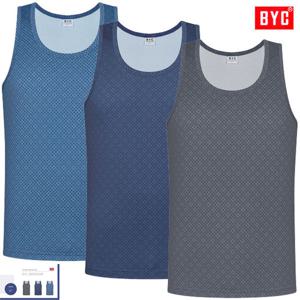 BYC격자무늬모티브칼라민소매조끼런닝3매입MCF2224