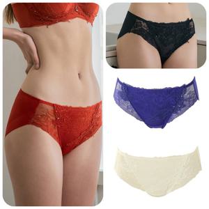 [비너스]블랙라벨 케미컬자수 모티브 포인트 노라인 햄팬티 VPTB639H