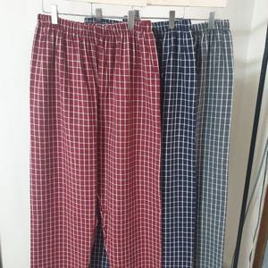 남녀공용 국산 면 체크바지