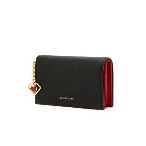 [질스튜어트핸드백]블랙 쁘띠 참장식 소가죽 레드배색 반지갑 JAWA5E774 BK