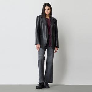 [시슬리] 페이크 레더 테일러드 자켓_SALE71511BK