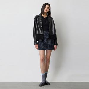 [시슬리] 스웨이드 배색 양가죽 셔츠형 자켓_SALE01511BK