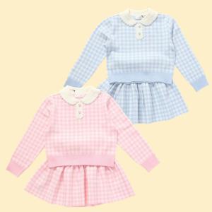 [로엠걸즈(아동)]레이스 체크 스웨터상하 세트RGSM24W2P