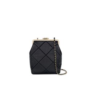 [엘러브] 샤넬 키스락 클러치 블랙 샴페인골드 램스킨 5ET0108