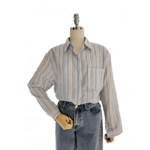 [에이비에프지]체크 린넨 스트라이프셔츠 (AZZ5ZB35)