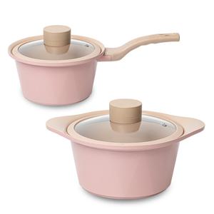 오슬로 인덕션 겸용 핑크 세라믹 냄비 2종 (18편수+20양수)