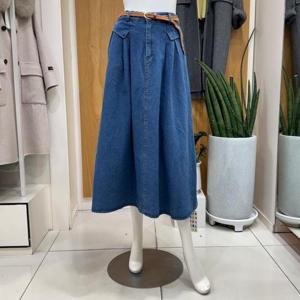 클리지 DP01 투 핀턱 데님 롱 스커트 CP2WSK01