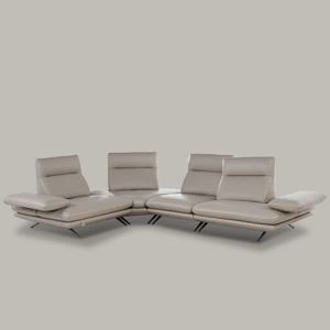 케니스 이태리 천연면피 가죽 팔걸이 확장 5인 코너 스윙 소파