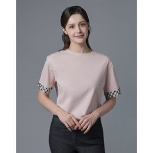 닥스 골프 여성 25SS 선물BEST 여성 핑크 체크포인트 라운드넥 반팔 DNTS5B902P1