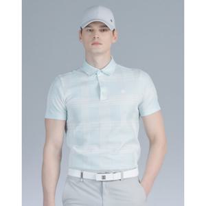 닥스 골프 25SS PREMIUM 그린 체크 자카드 반팔 카라 티셔츠 DGTS5B312E1