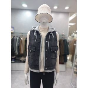 [스테파니]후드 배색 청조끼A25DM5101